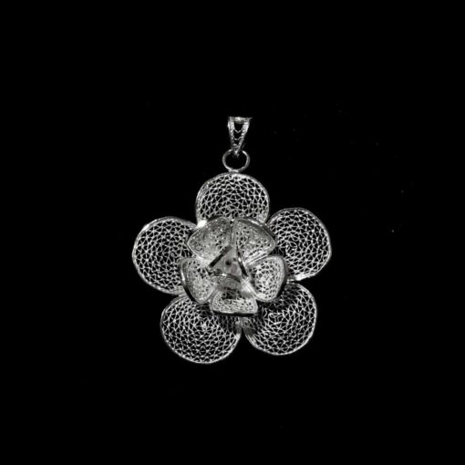 Handmade Pendant "Lily" Filigree Silver Jewelry from Cyprus