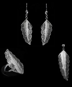 Handmade Set "Wing" Filigree Silver Jewelry from Cyprus