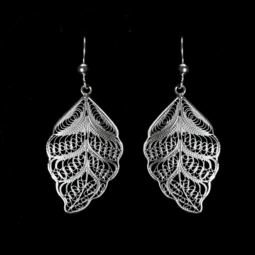 Handmade Earrings "Riverleaf" Filigree Silver Jewelry from Cyprus