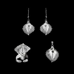 Handmade Set  "Virgin Lotus" Filigree Silver Jewelry from Cyprus