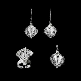 Handmade Set  "Virgin Lotus" Filigree Silver Jewelry from Cyprus