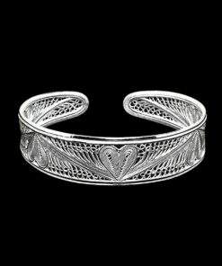 Handmade Bangle "Heart" Filigree Silver Jewelry from Cyprus