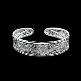 Handmade Bangle "Heart" Filigree Silver Jewelry from Cyprus