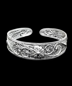 Handmade Bangle "Calligraphy" Filigree Silver Jewelry from Cyprus