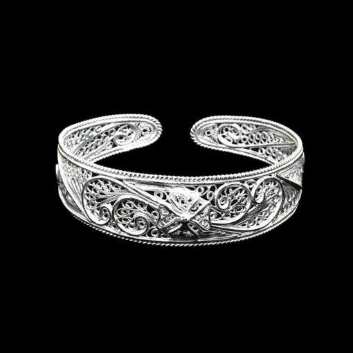Handmade Bangle "Calligraphy" Filigree Silver Jewelry from Cyprus