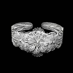 Handmade Bangle "Wild Flower" Filigree Silver Jewelry from Cyprus