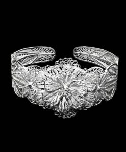 Handmade Bangle "Wild Flower" Filigree Silver Jewelry from Cyprus