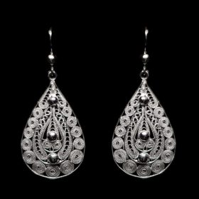 Handmade Earrings "Ornament" Filigree Silver Jewelry from Cyprus