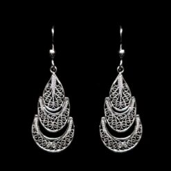 Handmade Earrings "Evolution" Filigree Silver Jewelry from Cyprus