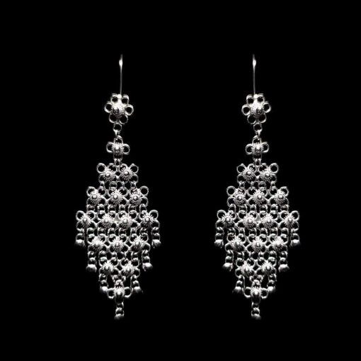 Handmade Earrings "Diamond" Filigree Silver Jewelry from Cyprus