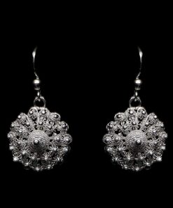 Handmade Earrings "Dahlia" Filigree Silver Jewelry from Cyprus