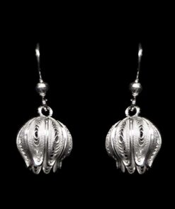 Handmade Earrings "Juicy Pom" Filigree Silver Jewelry from Cyprus