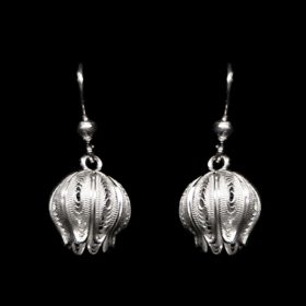 Handmade Earrings "Juicy Pom" Filigree Silver Jewelry from Cyprus