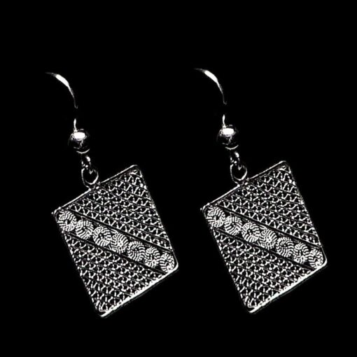 Handmade Earrings "Square" Filigree Silver Jewelry from Cyprus