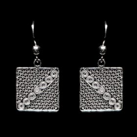 Handmade Earrings "Square" Filigree Silver Jewelry from Cyprus