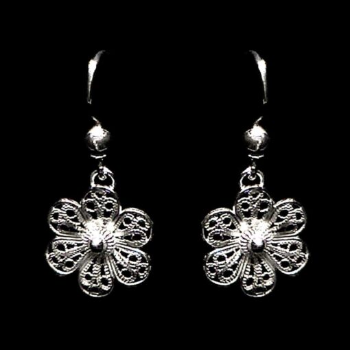 Handmade Earrings "Daisy" Filigree Silver Jewelry from Cyprus
