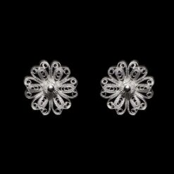 Handmade Stud Earrings "Daisy" Filigree Silver Jewelry from Cyprus