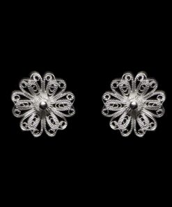 Handmade Stud Earrings "Daisy" Filigree Silver Jewelry from Cyprus