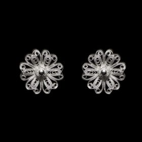 Handmade Stud Earrings "Daisy" Filigree Silver Jewelry from Cyprus