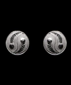 Handmade Stud Earrings "Yin Yang" Filigree Silver Jewelry from Cyprus