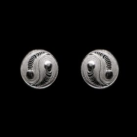 Handmade Stud Earrings "Yin Yang" Filigree Silver Jewelry from Cyprus