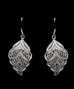Handmade Earrings "Riverleaf" Filigree Silver Jewelry from Cyprus