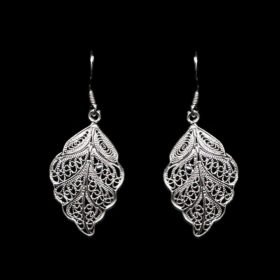 Handmade Earrings "Riverleaf" Filigree Silver Jewelry from Cyprus