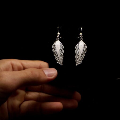 Handmade Earrings "Wing" Filigree Silver Jewelry from Cyprus