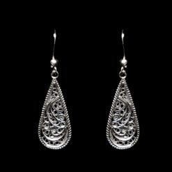 Handmade Earrings "Droplet" Filigree Silver Jewelry from Cyprus