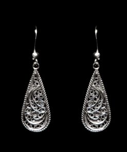 Handmade Earrings "Droplet" Filigree Silver Jewelry from Cyprus