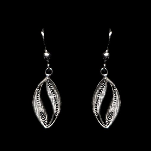 Handmade Earrings "Wave" Filigree Silver Jewelry from Cyprus