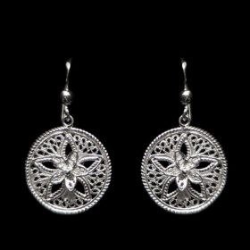 Handmade Earrings "Shiny Star" Filigree Silver Jewelry from Cyprus