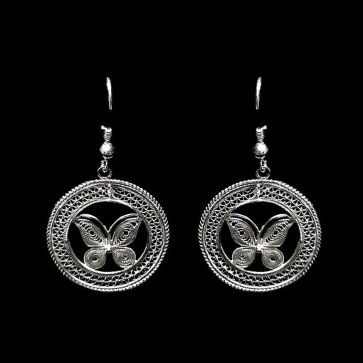 Handmade Earrings "Butterfly" Filigree Silver Jewelry from Cyprus