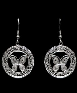 Handmade Earrings "Butterfly" Filigree Silver Jewelry from Cyprus