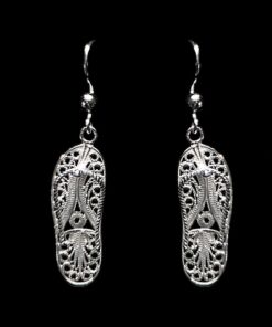 Handmade Earrings "Flip Flops" Filigree Silver Jewelry from Cyprus