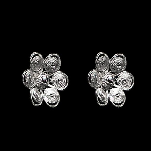 Handmade Stud Earrings "Chamomile" Filigree Silver Jewelry from Cyprus