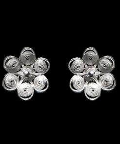 Handmade Stud Earrings "Chamomile" Filigree Silver Jewelry from Cyprus