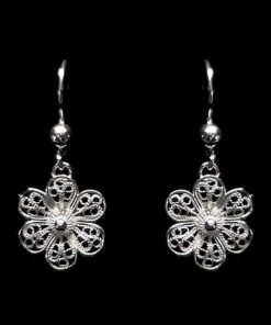 Handmade Earrings "Hepatica" Filigree Silver Jewelry from Cyprus