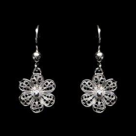 Handmade Earrings "Hepatica" Filigree Silver Jewelry from Cyprus