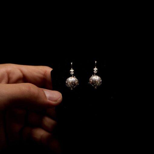 Handmade Earrings "Marbles" Filigree Silver Jewelry from Cyprus