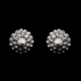 Handmade Stud Earrings "Dahlia" Filigree Silver Jewelry from Cyprus