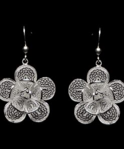 Handmade Earrings "Lily" Filigree Silver Jewelry from Cyprus