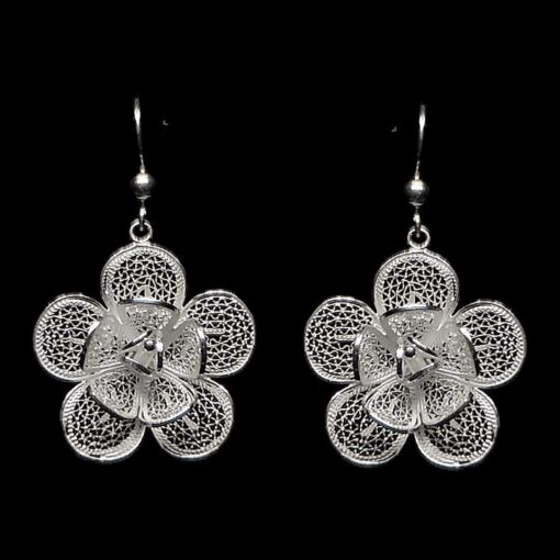 Handmade Earrings "Lily" Filigree Silver Jewelry from Cyprus