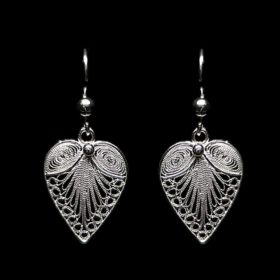 Handmade Earrings "Hearts" Filigree Silver Jewelry from Cyprus