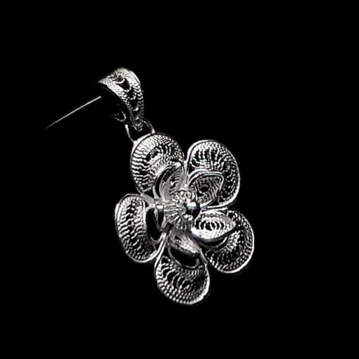 Handmade Pendant "Magnolia" Filigree Silver Jewelry from Cyprus