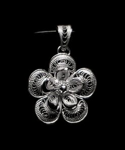 Handmade Pendant "Magnolia" Filigree Silver Jewelry from Cyprus