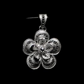 Handmade Pendant "Magnolia" Filigree Silver Jewelry from Cyprus