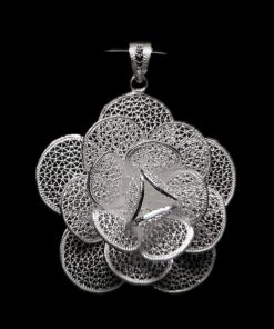 Handmade Pendant "Marigold" Filigree Silver Jewelry from Cyprus