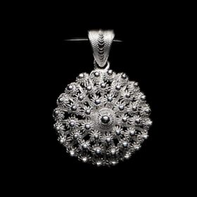 Handmade Pendant "Dahlia " Medium Filigree Silver Jewelry from Cyprus