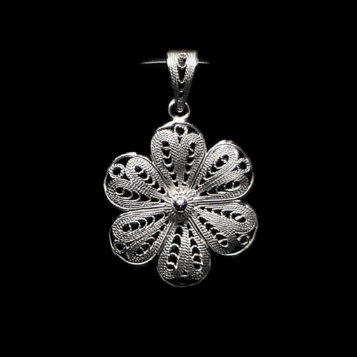 Handmade Pendant "Hepatica" Filigree Silver Jewelry from Cyprus